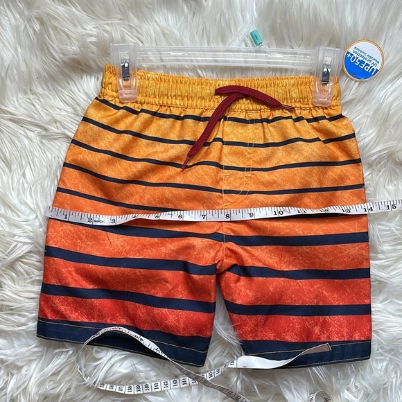 Kidgets orange yellow black striped boys swim trunks swimsuit board shorts SZ 3T - Picture 17 of 17